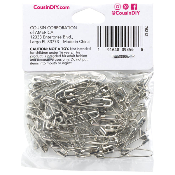 3/4" Coiless Safety Pins, 100 pack