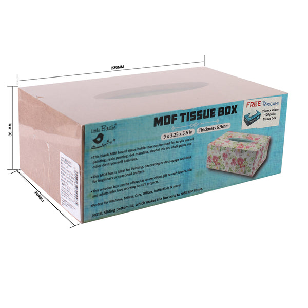 MDF Tissue Box, 3.25" x 9" x 5.5"