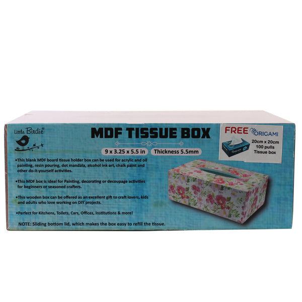 MDF Tissue Box, 3.25" x 9" x 5.5"