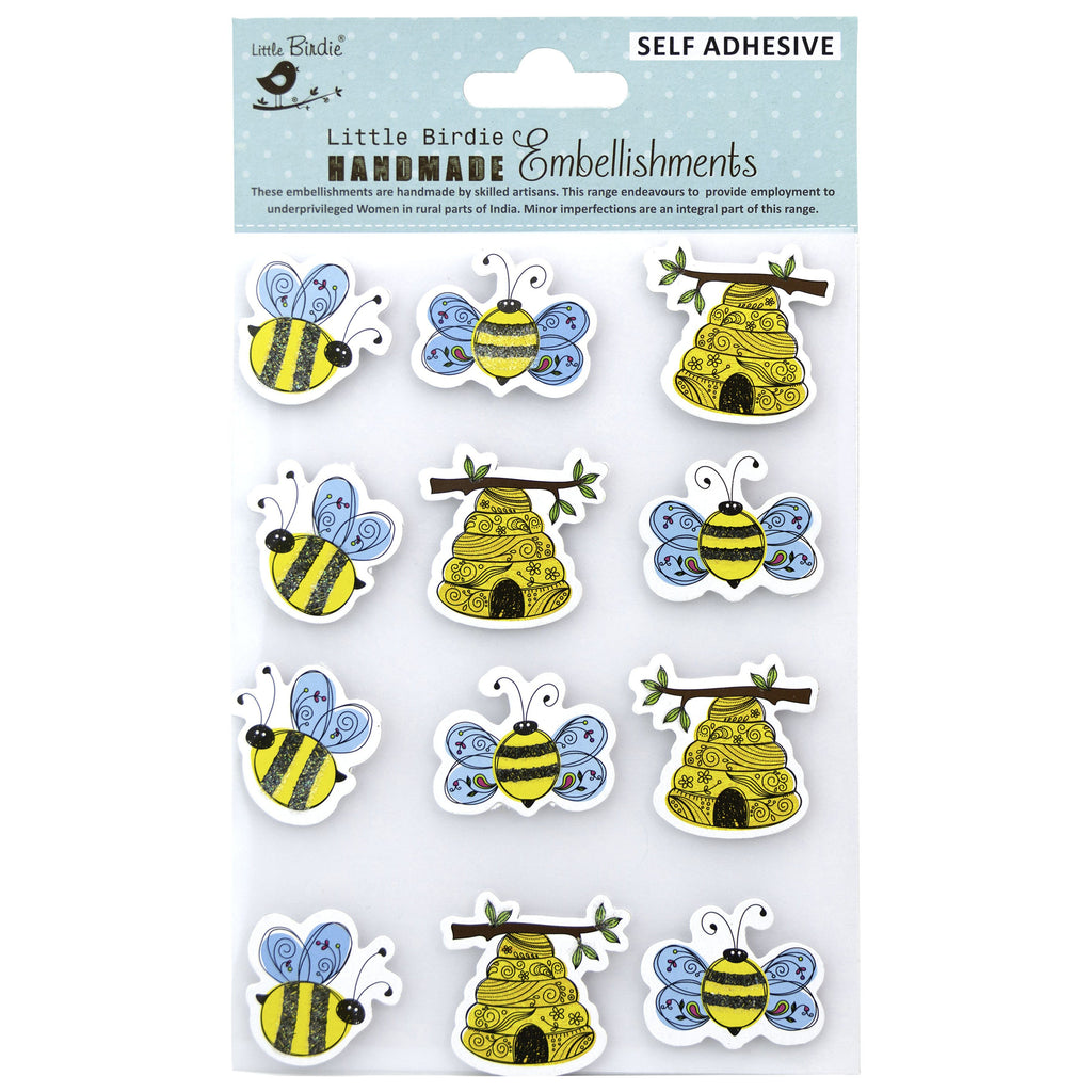 Bee Themed Embellishment Stickers from Little Birdie