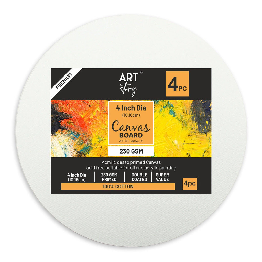 Canvas Board 4 packs, Round