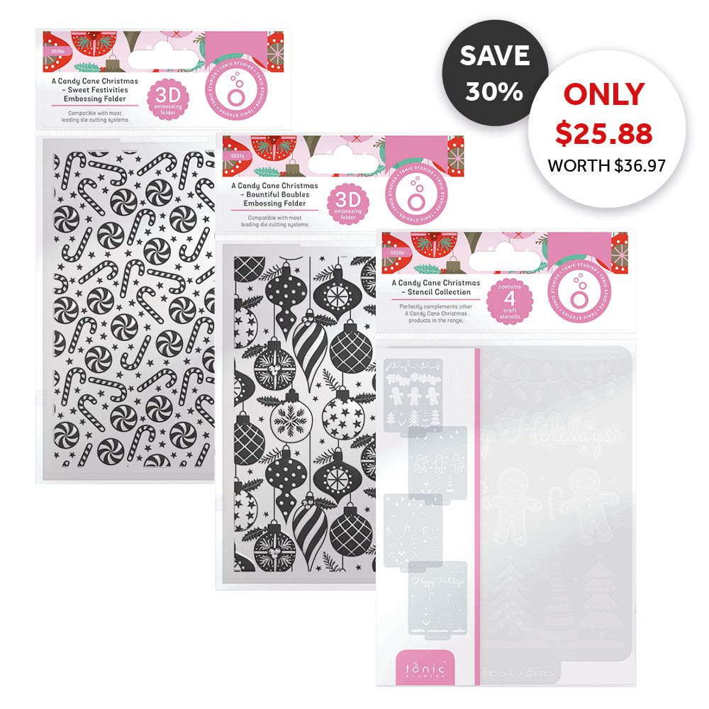 A Candy Cane Christmas - 3D Embossing Folders & Stencil Collection - DB137