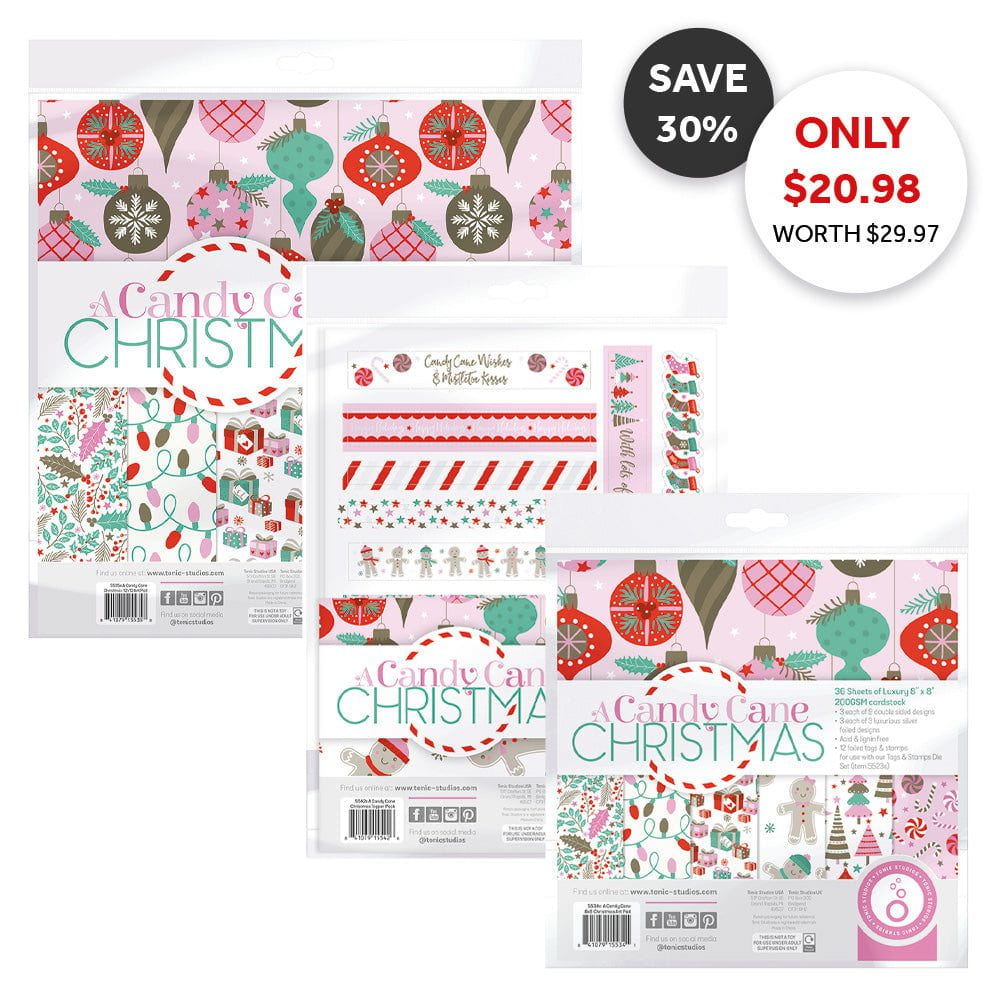 A Candy Cane Christmas - Patterned Paper & Foiled Toppers Collection - DB138