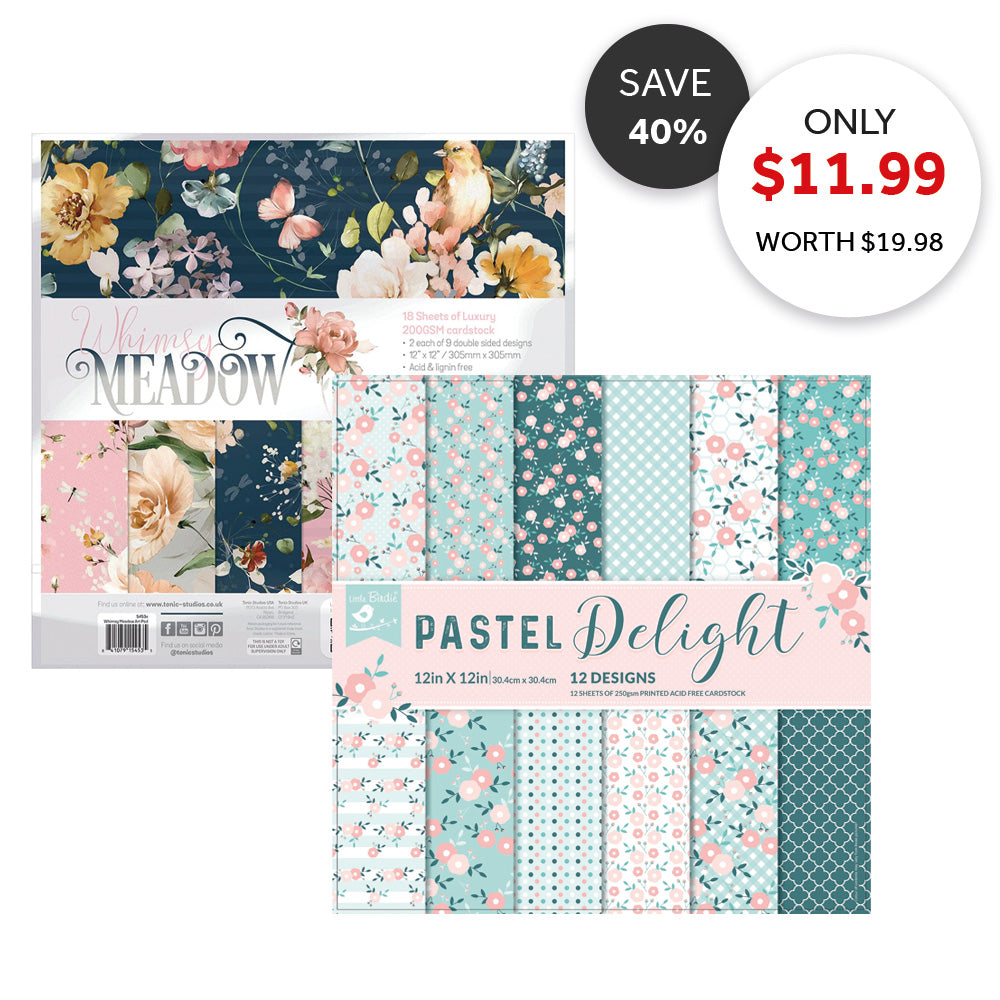 Patterned 12x12 Paper Bundle - Frosted Rose & Pastel Delights