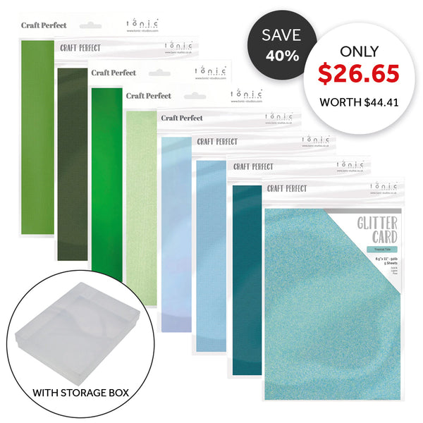 Craft Perfect Mixed Cardstock Bundle - Blues & Green