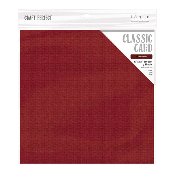 Craft Perfect Classic Card Craft Perfect - Classic Card - Cherry Red - Weave Textured - 12" x 12" (5/Pk) - 9197e