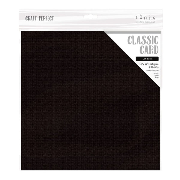 Craft Perfect Classic Card Craft Perfect - Classic Card - Jet Black - Weave Textured - 12" x 12" (5/PK) - 9132E