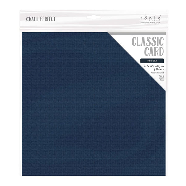 Craft Perfect Classic Card Craft Perfect - Classic Card - Navy Blue - Weave Textured - 12" x 12" (5/Pk) - 9170e