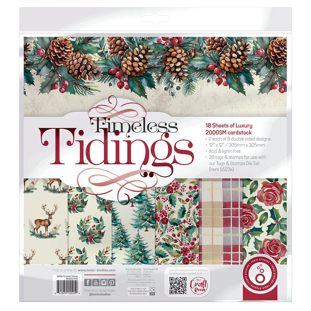 Craft Perfect Printed Papers Timeless Tidings 12x12 Art Pad - 5525e