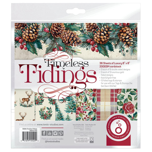 Craft Perfect Printed Papers Tonic Studios -Timeless Tidings 8x8 Art Pad - 5524e