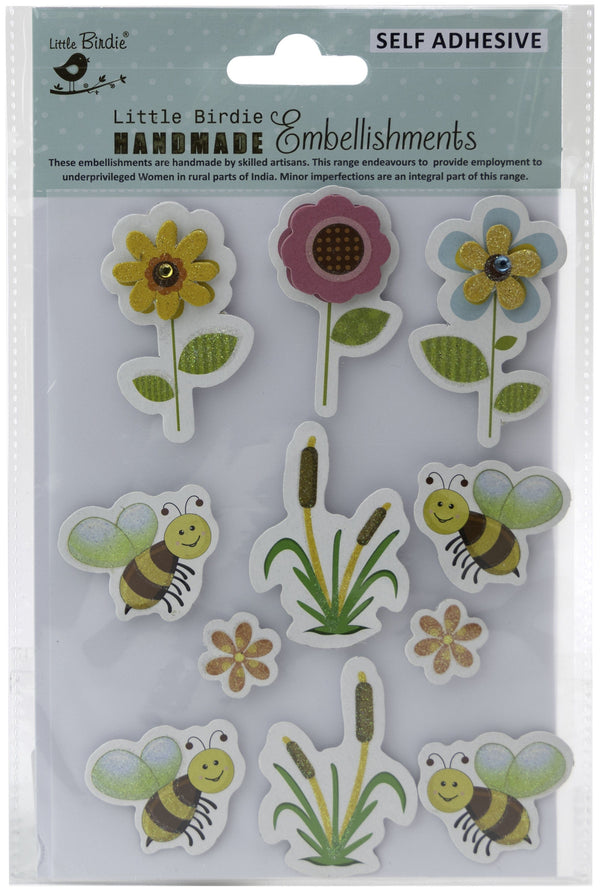 Little Birdie 3D Embellishment 11/Pkg Garden Buzz