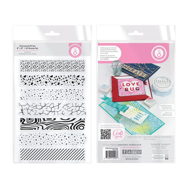 Tonic Studios bundle Distressed Strips 6"x8"/A5 Stamp Set - 5593e