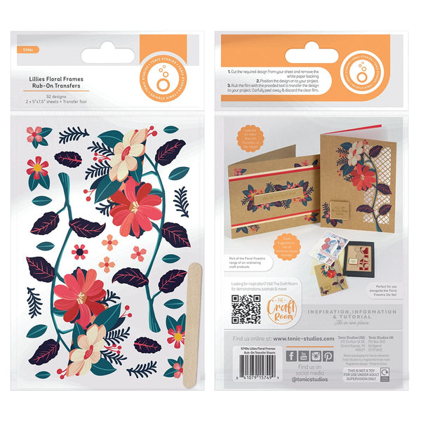 Tonic Studios bundle Lillies Floral Frames Rub-On Transfers - 5749e