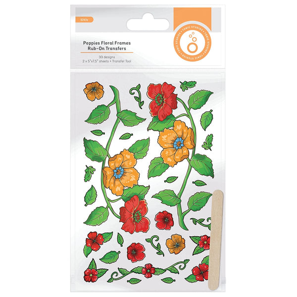 Tonic Studios bundle Poppies Floral Frames Rub-On Tranfers - 5747e