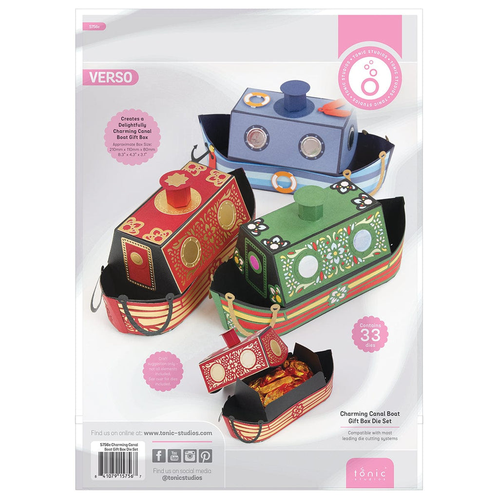 Tonic Studios Die Cutting Charming Canal Boat GIft Box Die Set - 5756e