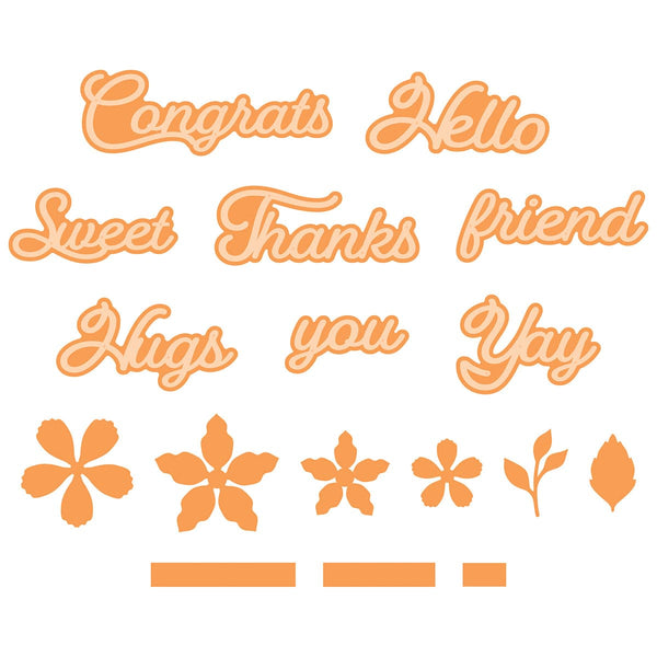 Tonic Studios Die Cutting Foliage and Simple Sentiments Die Set - 5579e