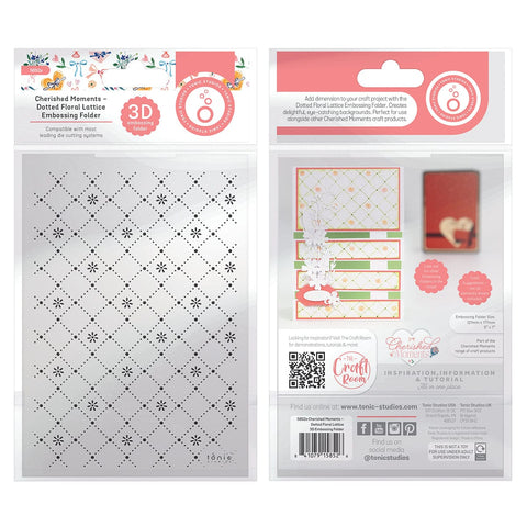 Tonic Studios Embossing Folder Cherished Moments - Dotted Floral Lattice 3D Embossing Folder - 5852e