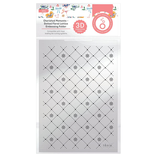 Tonic Studios Embossing Folder Cherished Moments - Dotted Floral Lattice 3D Embossing Folder - 5852e