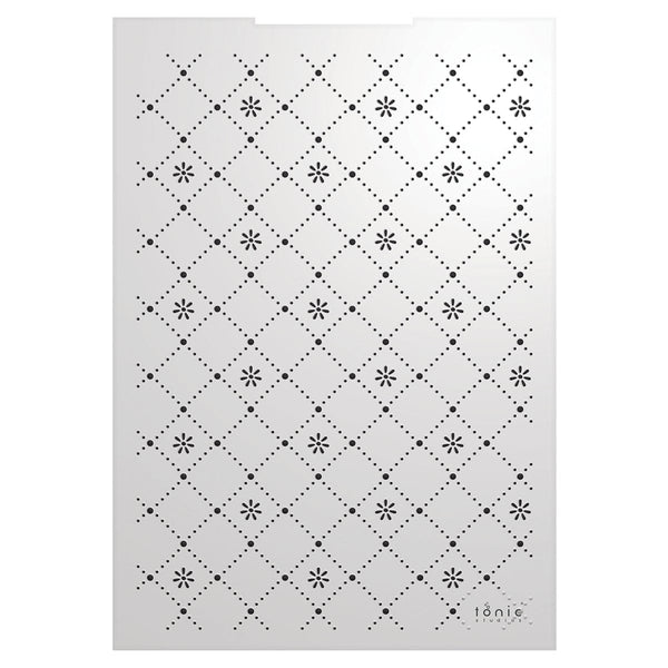 Tonic Studios Embossing Folder Cherished Moments - Dotted Floral Lattice 3D Embossing Folder - 5852e