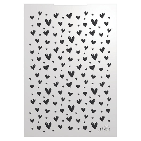 Tonic Studios Embossing Folder Cherished Moments - Heart Cascade 3D Embossing Folder - 5851e