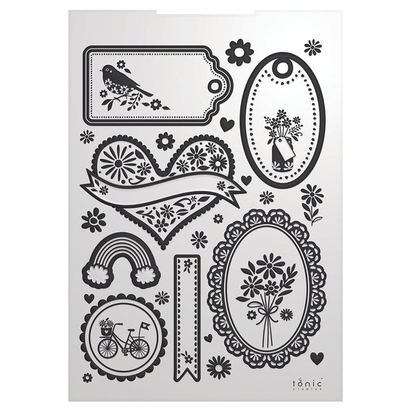 Tonic Studios Embossing Folder Spring Has Sprung - Fancy Frame 3D Embossing Folder - 5762e