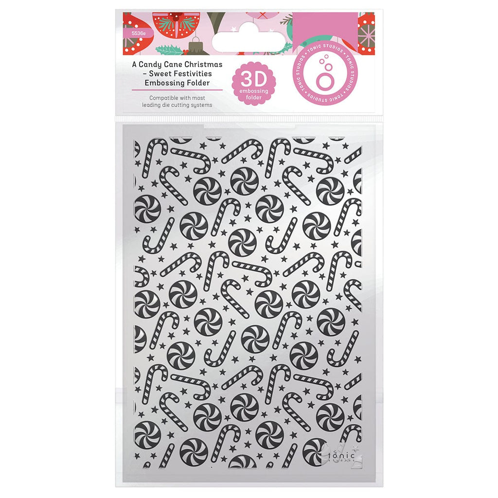 Tonic Studios Essentials A Candy Cane Christmas Sweet Festivities 3d Embossing Folder - 5536e