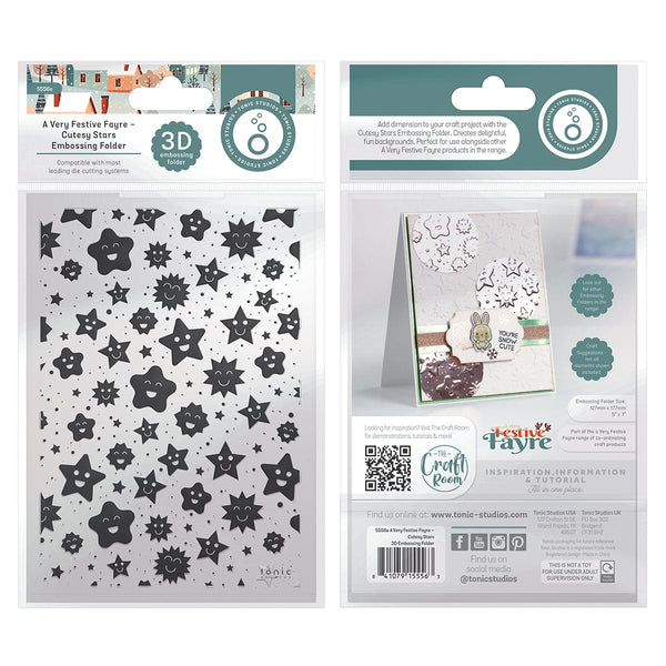 Tonic Studios Essentials A Very Festive Fayre Cutesy Stars 3D Embossing Folder - 5556e