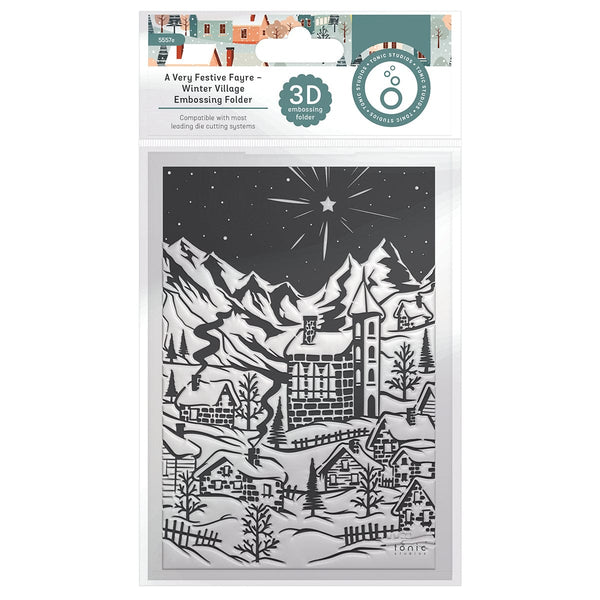 Tonic Studios Essentials A Very Festive Fayre Winter Village 3D Embossing Folder - 5557e