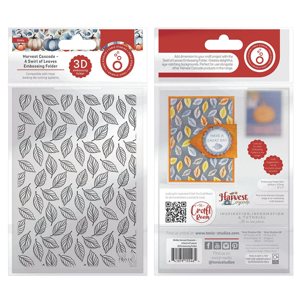 Tonic Studios Essentials Harvest Cascade A Swirl of Leaves 3d Embossing Folder - 5546e