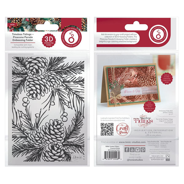 Tonic Studios Essentials Timeless Tidings  Pinecone Parade 3d Embossing Folder - 5528e