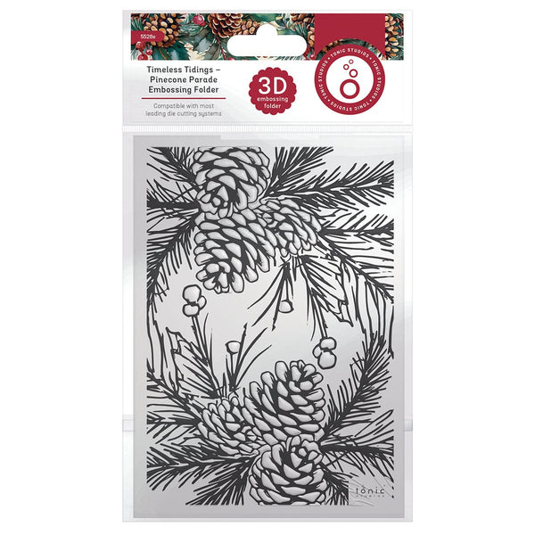 Tonic Studios Essentials Timeless Tidings  Pinecone Parade 3d Embossing Folder - 5528e