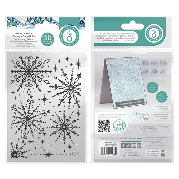 Tonic Studios Essentials Winter’s Veil Baroque Snowflake 3d Embossing Folder - 5566e