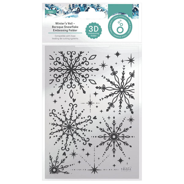 Tonic Studios Essentials Winter’s Veil Baroque Snowflake 3d Embossing Folder - 5566e