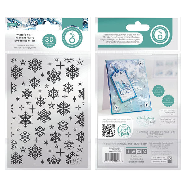 Tonic Studios Essentials Winter's Veil Midnight Flurry 3d Embossing Folder - 5568e