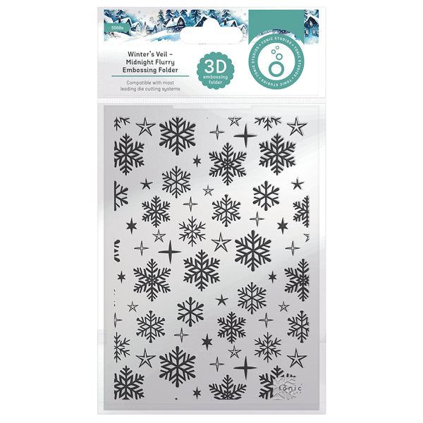 Tonic Studios Essentials Winter's Veil Midnight Flurry 3d Embossing Folder - 5568e