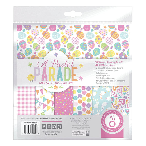 Tonic Studios Printed Papers A Pastel Parade 8" x 8" Patterned Paper Pad - 5684e