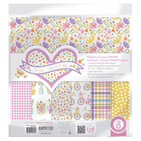 Tonic Studios Printed Papers Spring Has Sprung - 12" x 12" Patterned Paper Pad - 5758e