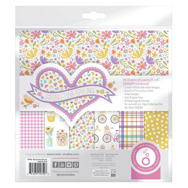 Tonic Studios Printed Papers Spring Has Sprung 8" x 8" Patterned Paper Pad - 5759e