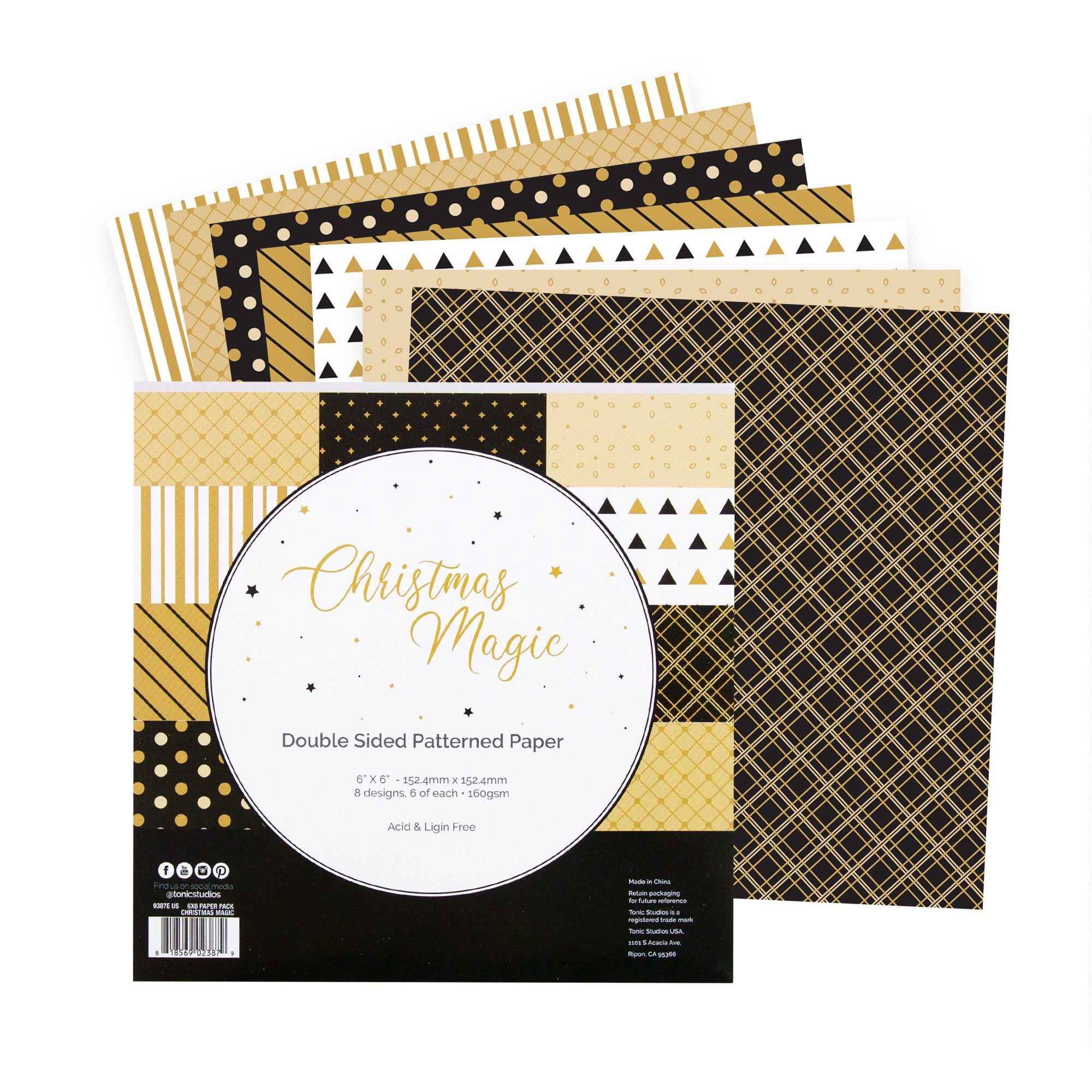 6x6 Card Pack with Gold Mirror Card Stock and Black Card Stock