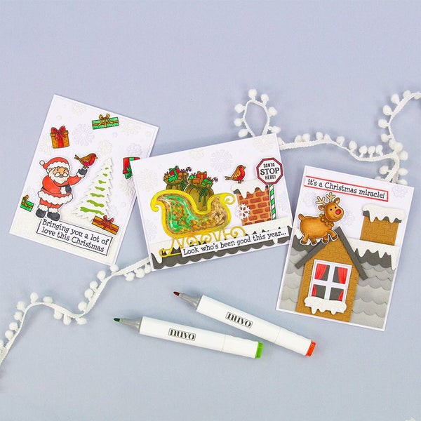 Santa's Sleigh Die Set, Stamp Set & Shaker Creator Blister Pack Bundle