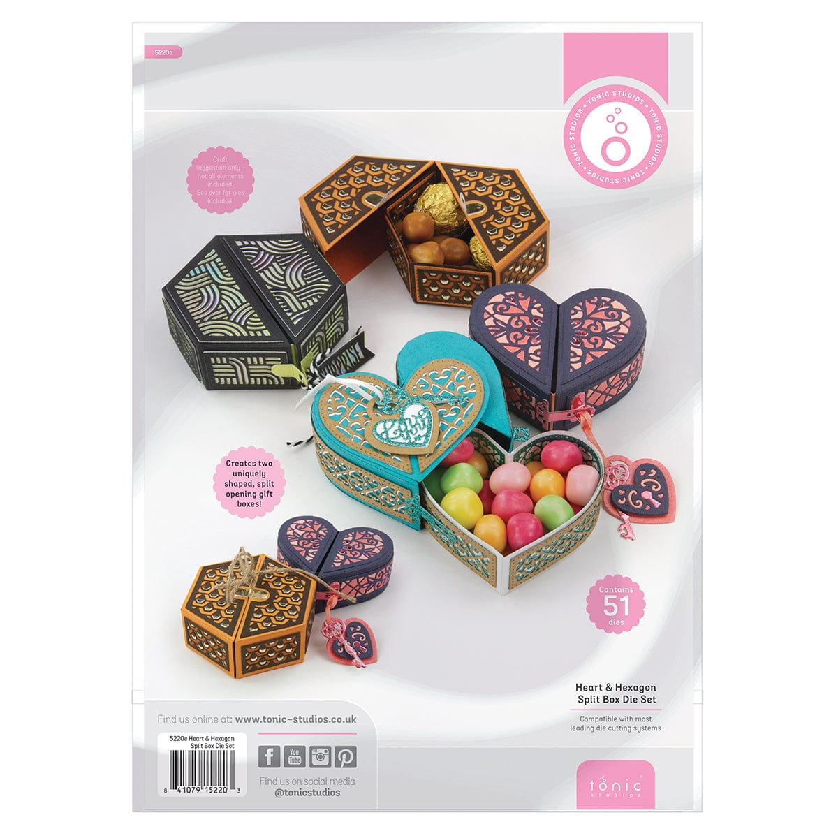 Tonic Studios Vino Vault & Heart & Hexagon Box Die Set Bundle - DB114