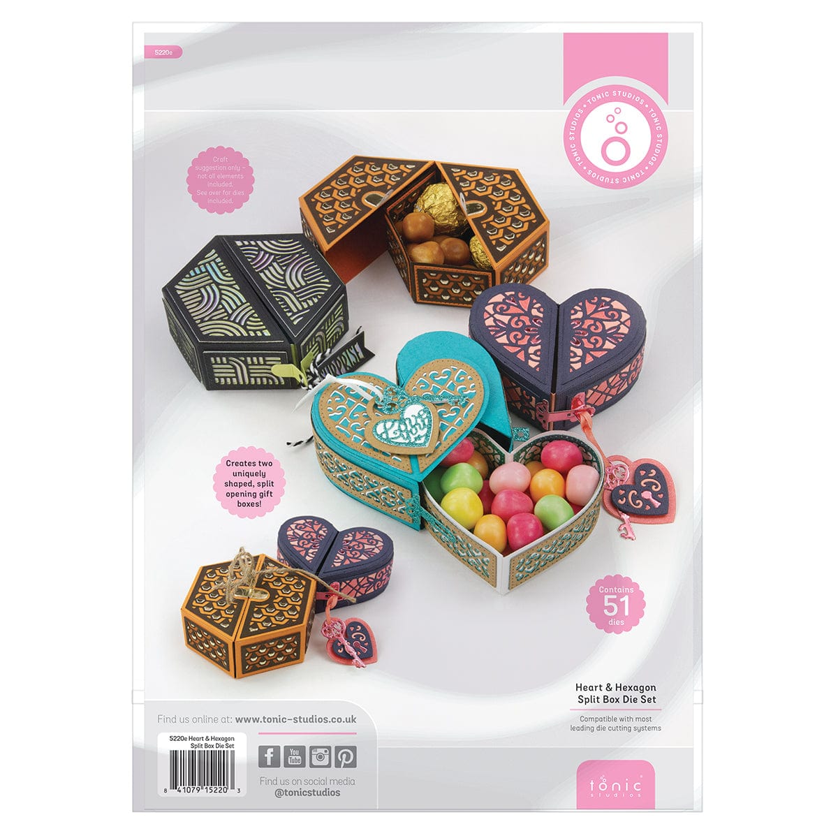 Heart & Hexagon Split Box Die Set - 5220e