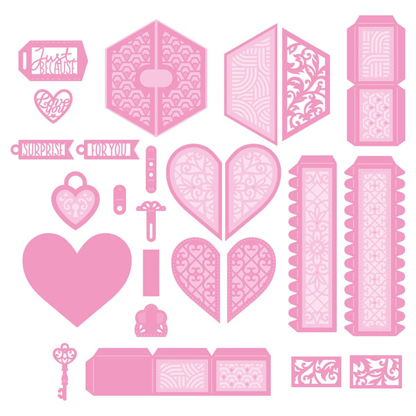 Tonic Studios Die Cutting Heart & Hexagon Split Box Die Set - 5220e