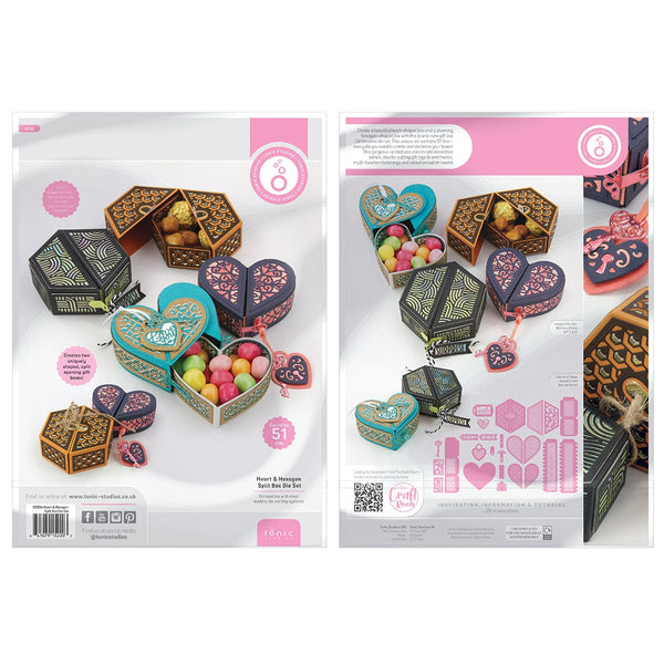 Tonic Studios Die Cutting Heart & Hexagon Split Box Die Set - 5220e